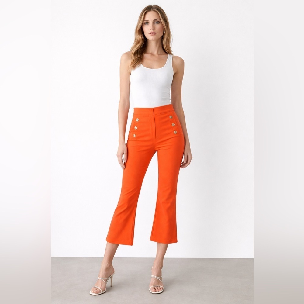 Jules Leopold NWT orange and gold kick flare capri trousers (s/p)